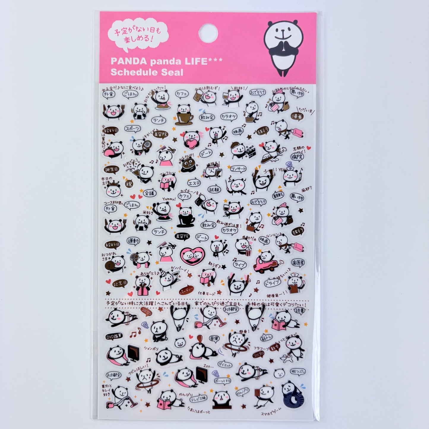 Samolepky do diáře Panda Life – panda, zlaté detaily, made in Japan