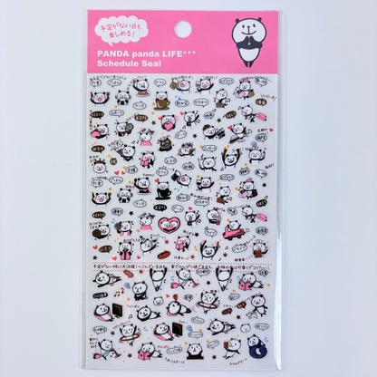 Samolepky do diáře Panda Life – panda, zlaté detaily, made in Japan