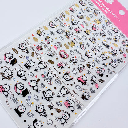 Samolepky do diáře Panda Life – panda, zlaté detaily, made in Japan
