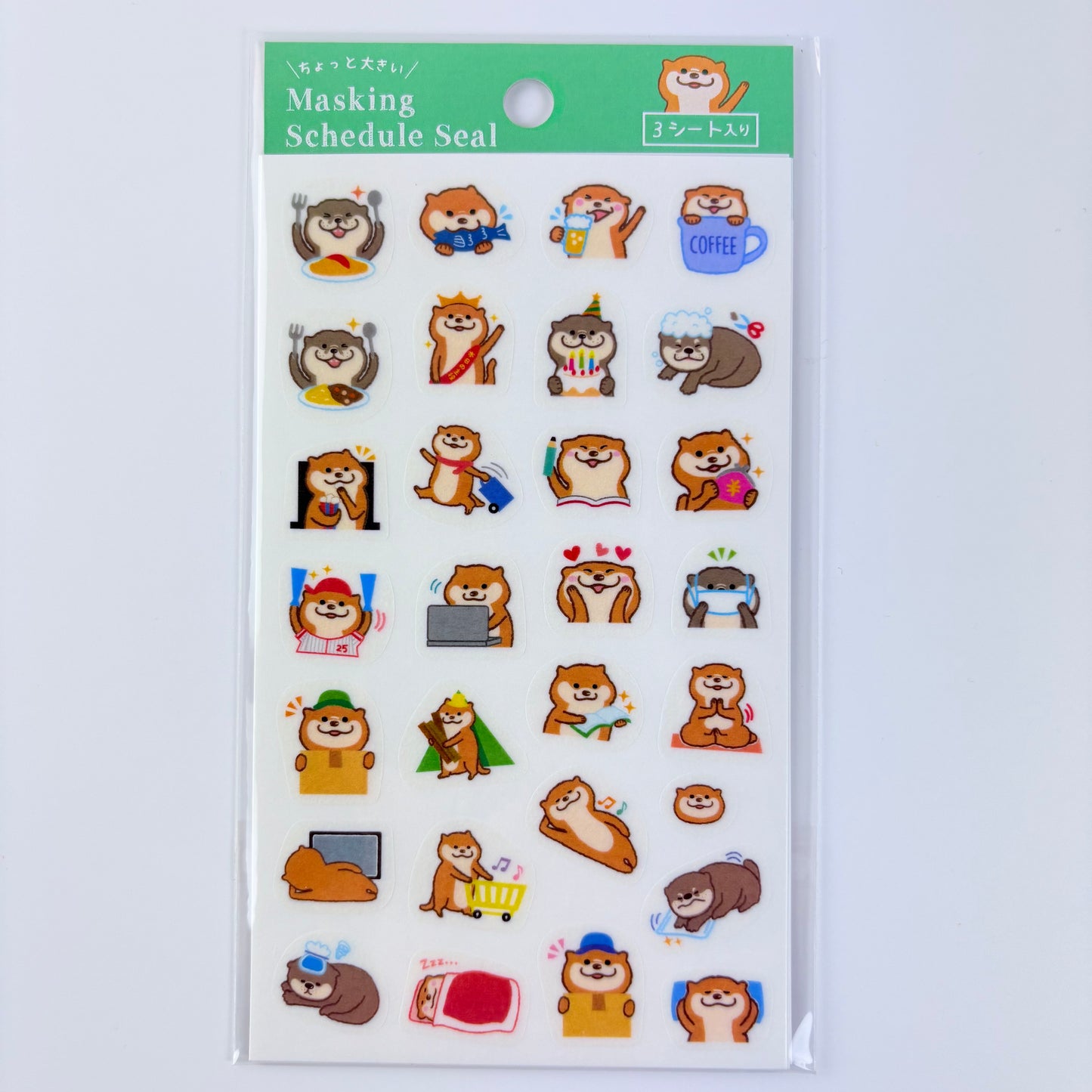 Samolepky do diáře Shiba Inu & vydra – masking schedule seal, made in Japan