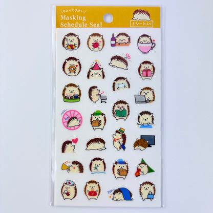 Samolepky do diáře Ježek – masking schedule seal, made in Japan