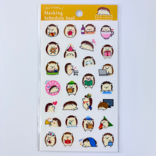 Samolepky do diáře Ježek – masking schedule seal, made in Japan