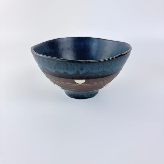 Matcha miska Mino ware – modrá s tečkami / Made in Japan
