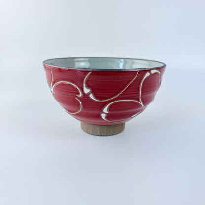 Hasami-yaki miska na rýži 11,5 cm – červená, ručně malovaná