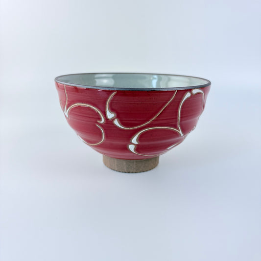 Hasami-yaki miska na rýži 11,5 cm – červená, ručně malovaná