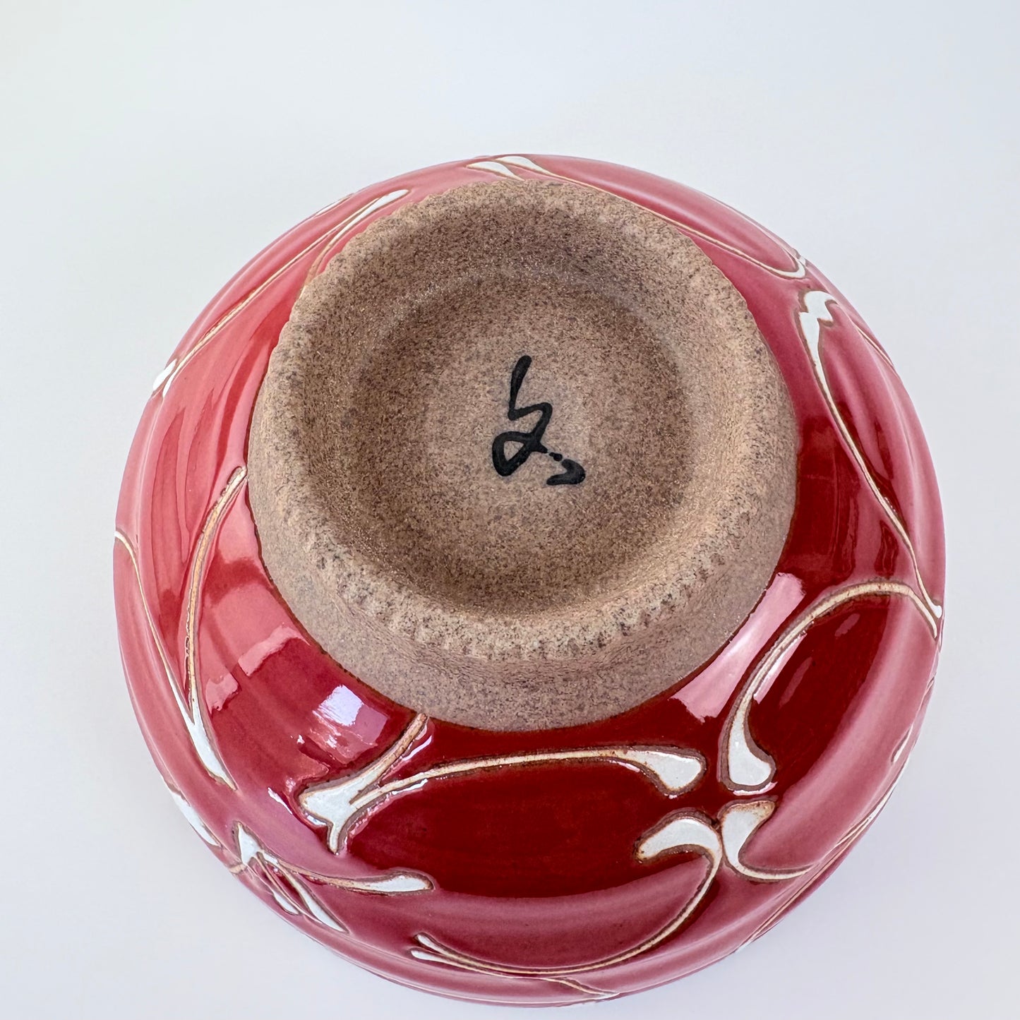 Hasami-yaki miska na rýži 11,5 cm – červená, ručně malovaná