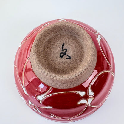 Hasami-yaki miska na rýži 11,5 cm – červená, ručně malovaná