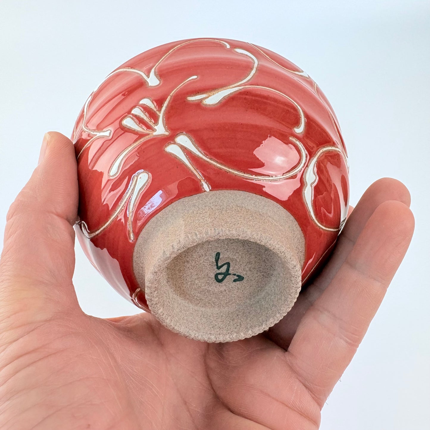 Hasami-yaki miska na rýži 11,5 cm – červená, ručně malovaná