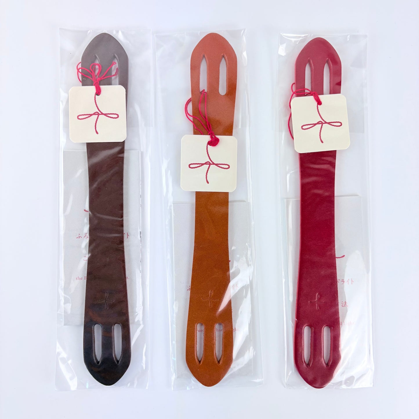 Kožené madlo na furoshiki tašku – hnědé - 23 cm | Made in Japan