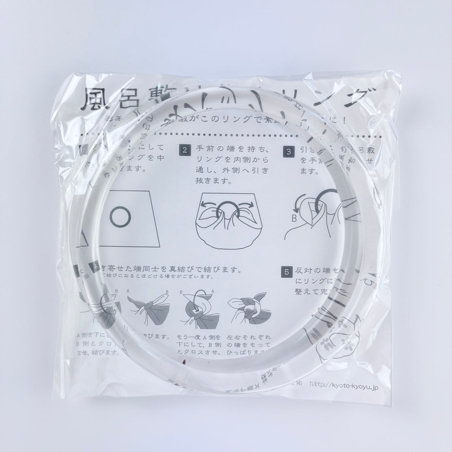 Plastové kruhové madlo na furoshiki tašku – čiré | Made in Japan
