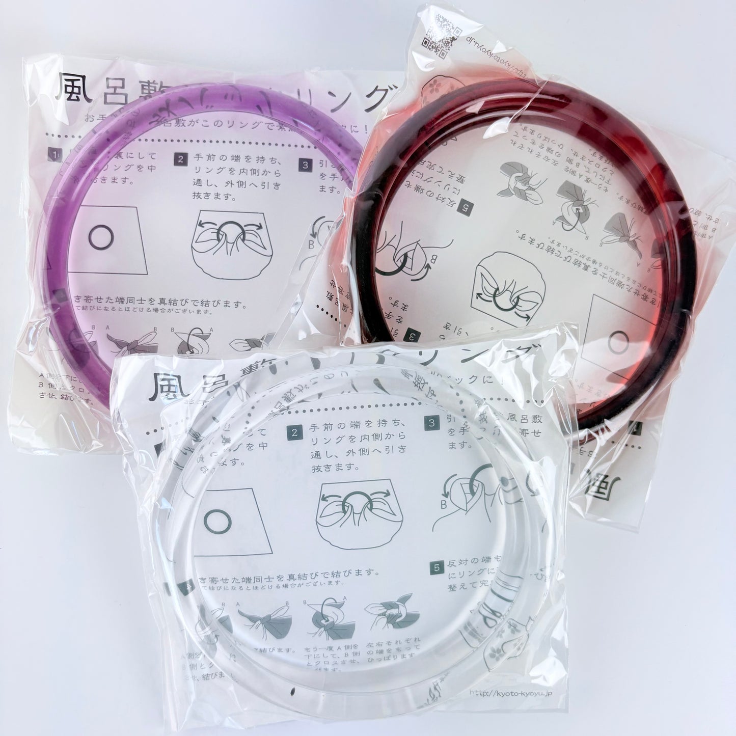 Plastové kruhové madlo na furoshiki tašku – hnědočervené | Made in Japan