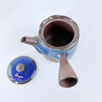 Japonská čajová konvička Hanahana Blue – modrá glazura, 380 ml / Made in Japan