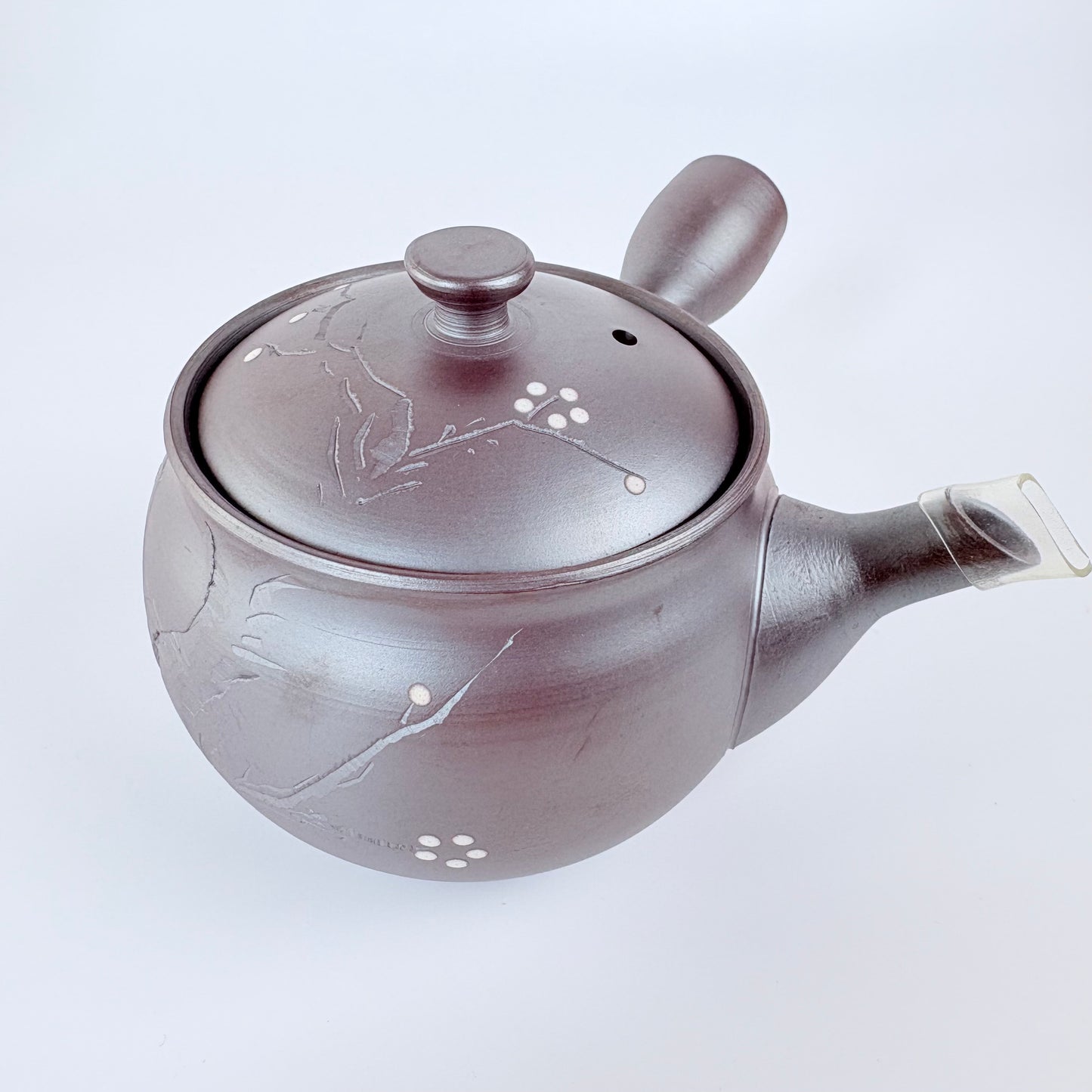 Japonská čajová konvička Touzan Kyusu – kouřově fialová s větvičkami, 240 ml / Made in Japan