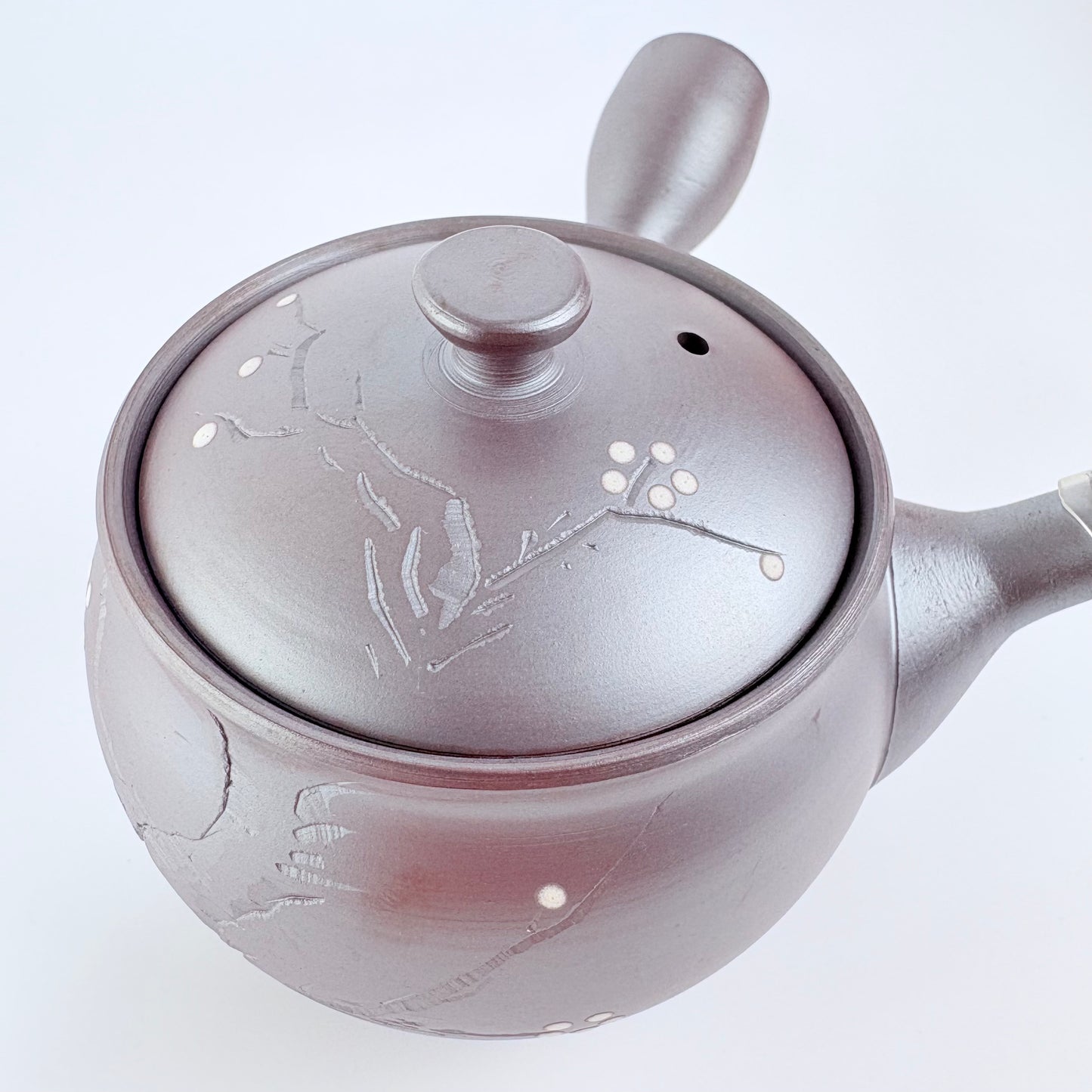 Japonská čajová konvička Touzan Kyusu – kouřově fialová s větvičkami, 240 ml / Made in Japan