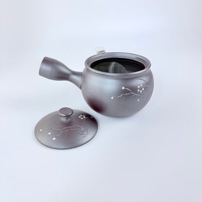 Japonská čajová konvička Touzan Kyusu – kouřově fialová s větvičkami, 240 ml / Made in Japan
