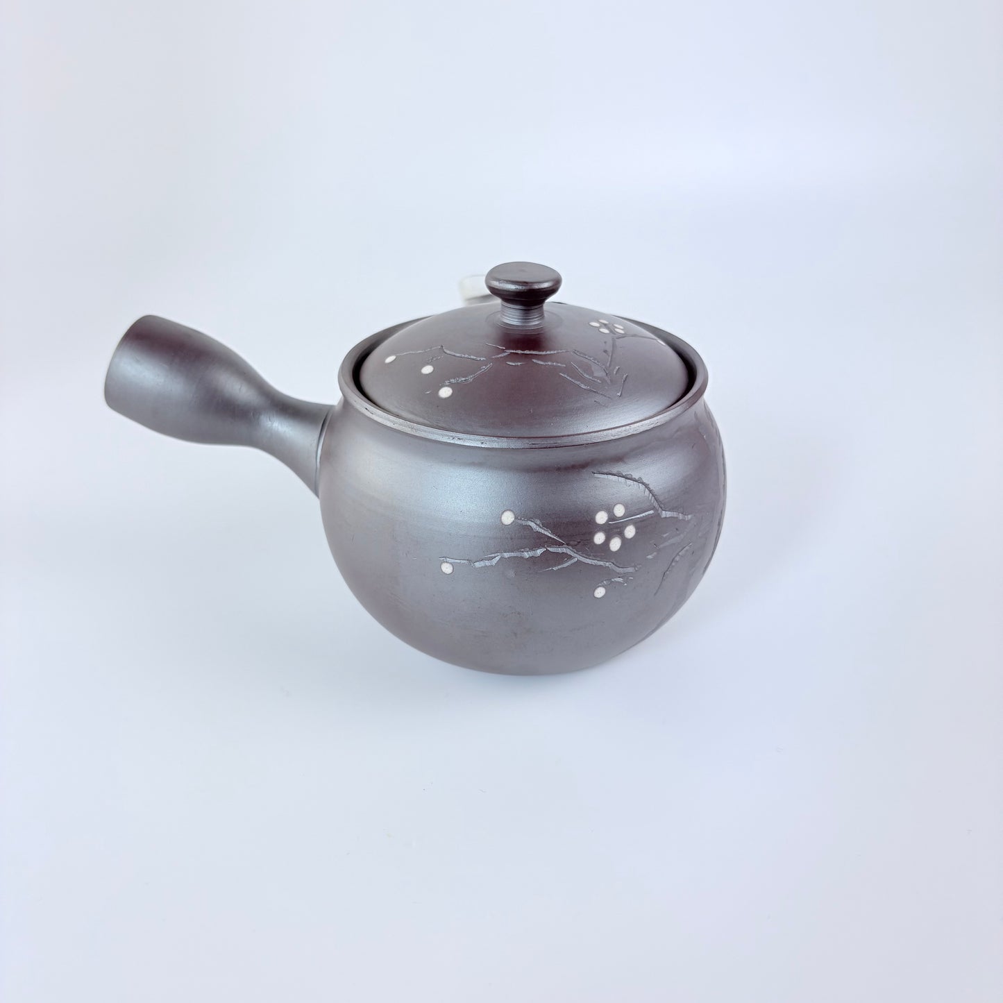 Japonská čajová konvička Touzan Kyusu – kouřově fialová s větvičkami, 240 ml / Made in Japan