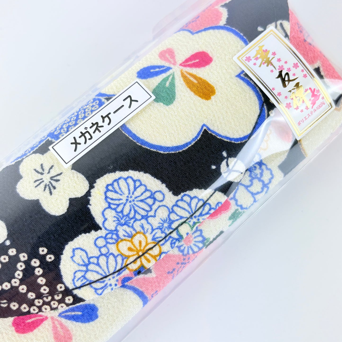 Japonské pevné pouzdro na brýle Chirimen Yuzen 2 – květinový vzor, Made in Japan