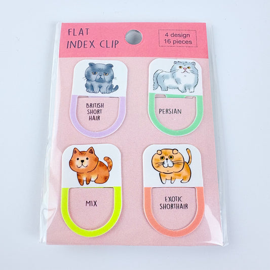 Japonské indexové záložky / ploché klipy Nyan-ko – kočky, sada 16 ks, Made in Japan