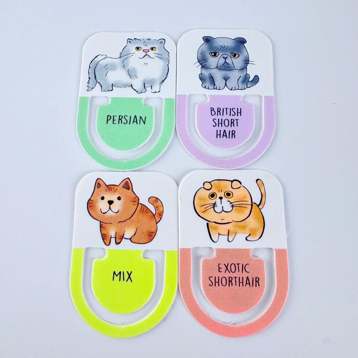 Japonské indexové záložky / ploché klipy Nyan-ko – kočky, sada 16 ks, Made in Japan