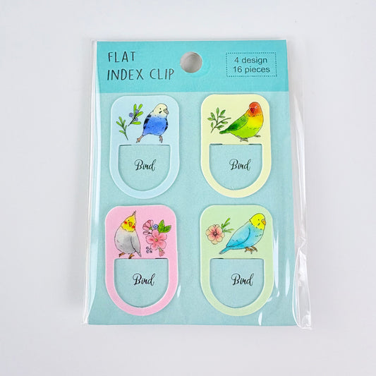 Japonské indexové záložky / ploché klipy Bird – ptáčci, sada 16 ks, Made in Japan
