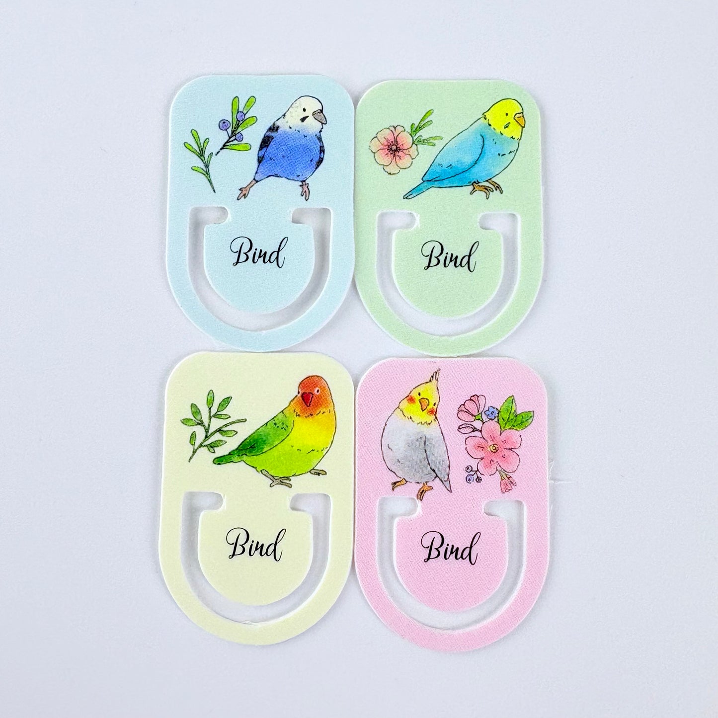Japonské indexové záložky / ploché klipy Bird – ptáčci, sada 16 ks, Made in Japan