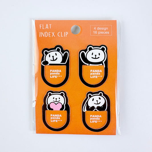 Japonské indexové záložky / ploché klipy Panda – sada 16 ks, Made in Japan