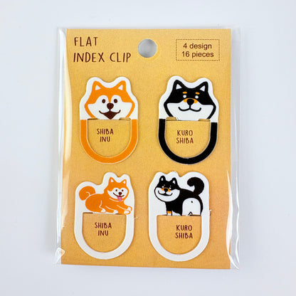 Japonské indexové záložky / ploché klipy Shiba Inu – sada 16 ks, Made in Japan