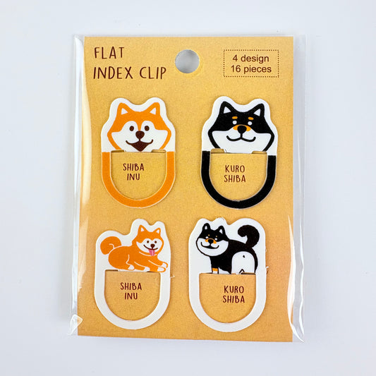 Japonské indexové záložky / ploché klipy Shiba Inu – sada 16 ks, Made in Japan