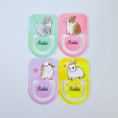 Japonské indexové záložky / ploché klipy Rabbit – králíčci, sada 16 ks, Made in Japan