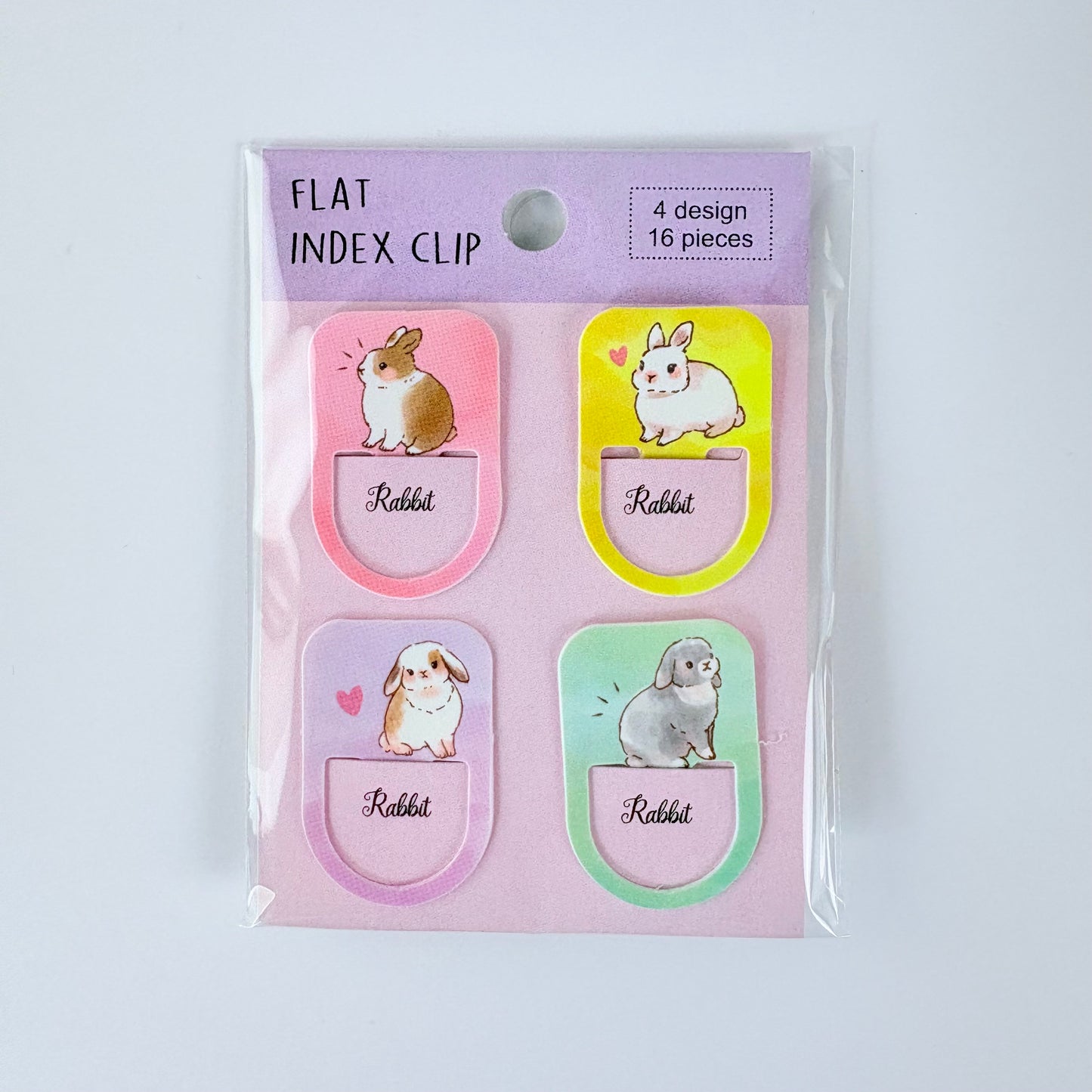 Japonské indexové záložky / ploché klipy Rabbit – králíčci, sada 16 ks, Made in Japan