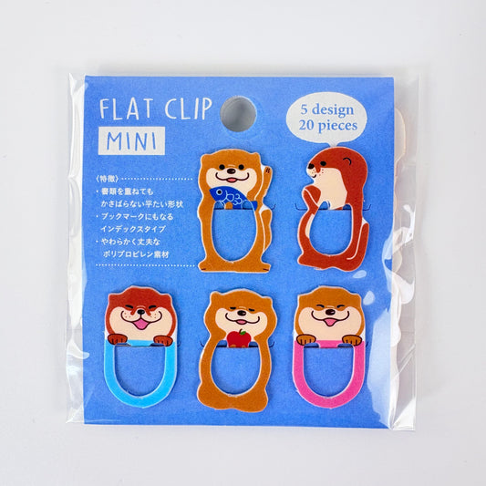 Japonské mini záložky / ploché klipy Kawauso – vydry, sada 20 ks, Made in Japan
