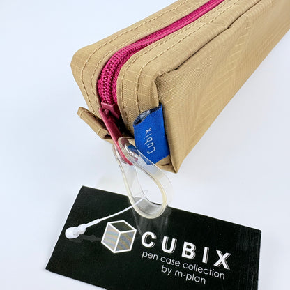 Penál CUBIX / M-PLAN – béžové pouzdro na psací potřeby, japonský design