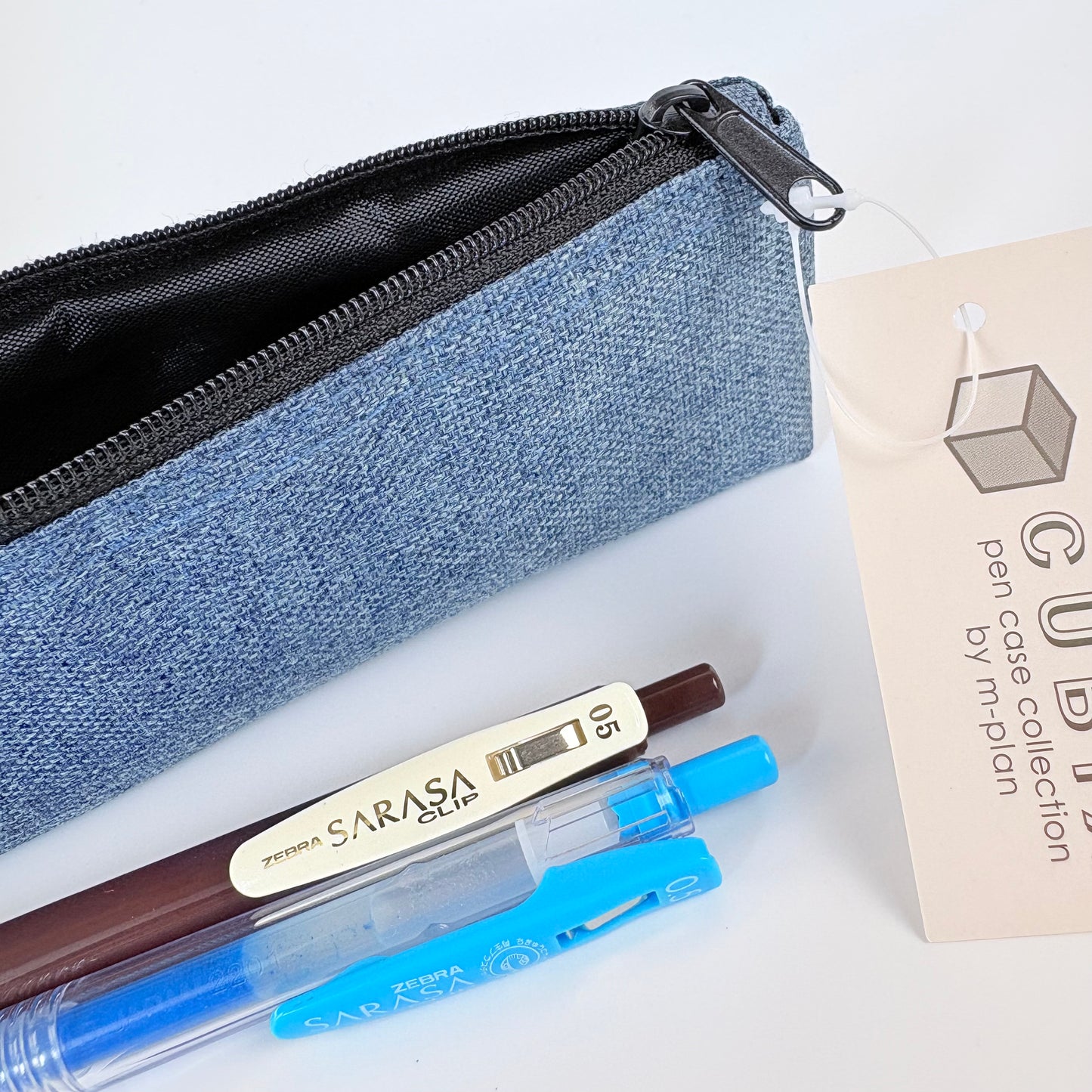 Penál CUBIX / M-PLAN Elegant – denimové pouzdro na psací potřeby, japonský design