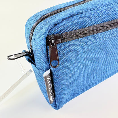 Penál CUBIX / M-PLAN Box Elegant – modré denimové pouzdro, japonský design
