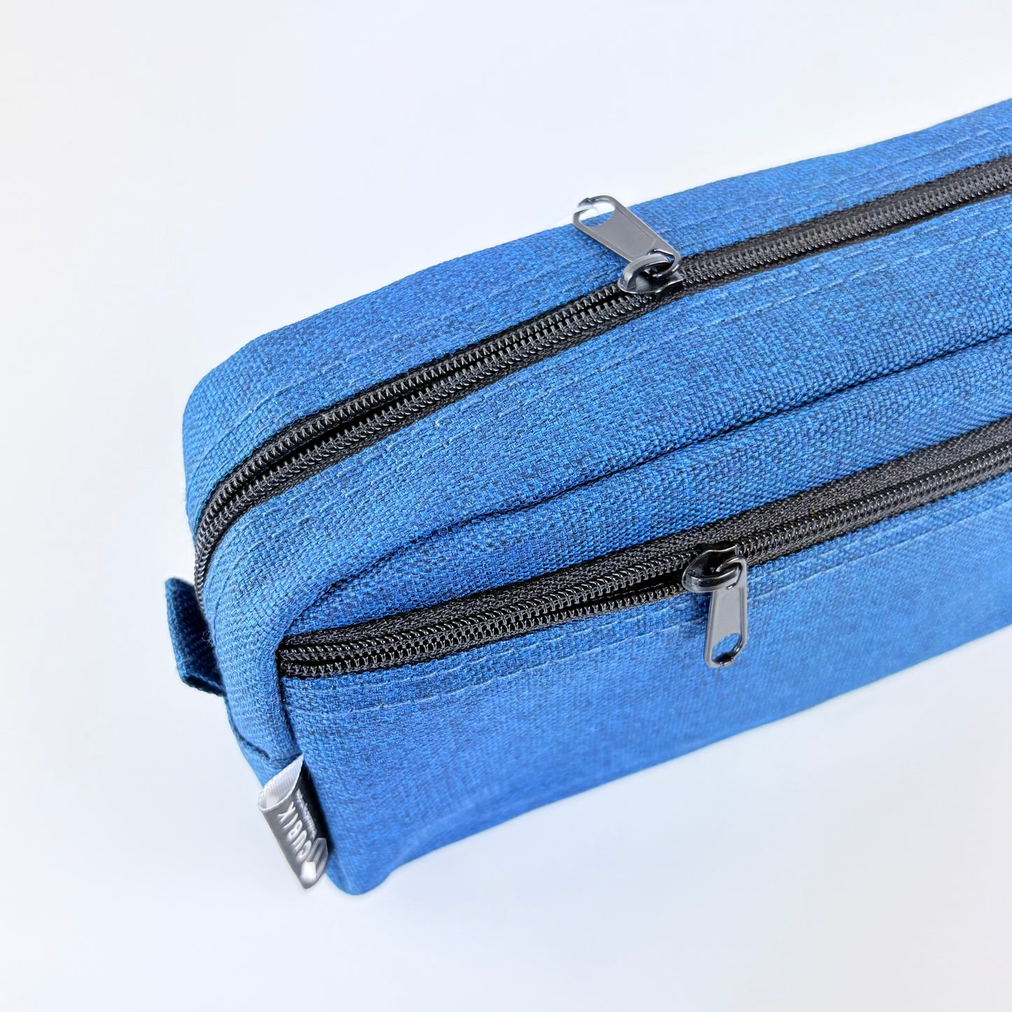 Penál CUBIX / M-PLAN Box Elegant – modré denimové pouzdro, japonský design