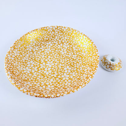 Japonský porcelánový stojánek na vonné tyčinky – zlaté sakury / Made in Japan