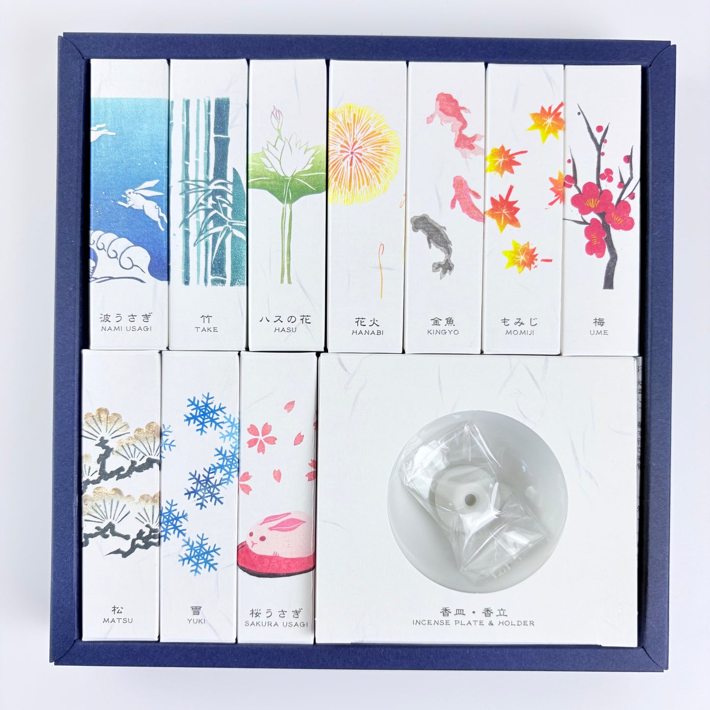 Luxusní sada japonských vonných tyčinek KOUSAIDO Hanga – 10 vůní + stojánek / Made in Japan