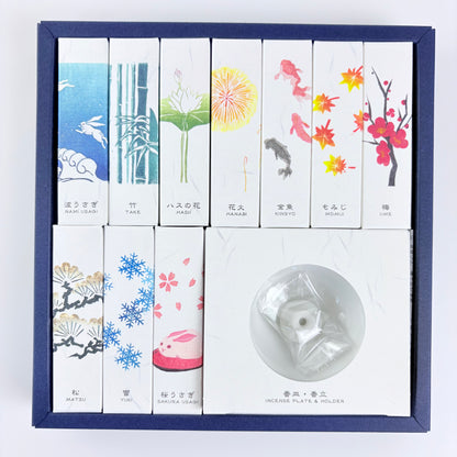 Luxusní sada japonských vonných tyčinek KOUSAIDO Hanga – 10 vůní + stojánek / Made in Japan
