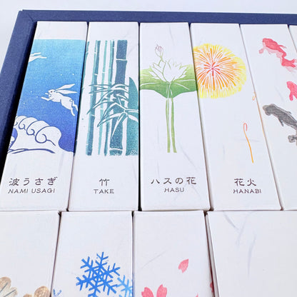 Luxusní sada japonských vonných tyčinek KOUSAIDO Hanga – 10 vůní + stojánek / Made in Japan