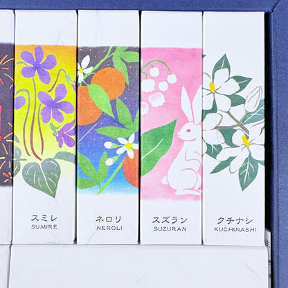 Luxusní sada japonských vonných tyčinek KOUSAIDO Hanga Aya – 10 vůní + stojánek / Made in Japan