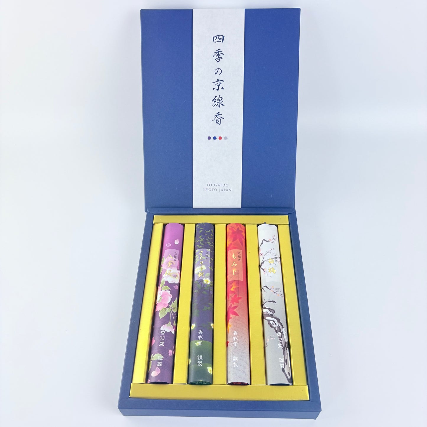 Luxusní sada japonských vonných tyčinek KOUSAIDO Shiki no Osenkō – 4 vůně / Made in Japan