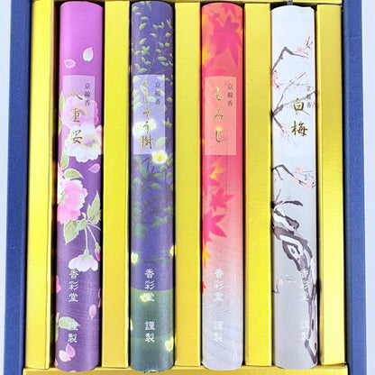 Luxusní sada japonských vonných tyčinek KOUSAIDO Shiki no Osenkō – 4 vůně / Made in Japan