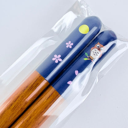 Japonská dárková sada misek na rýži a hůlek Fukurō – sovy, 4 díly, Made in Japan