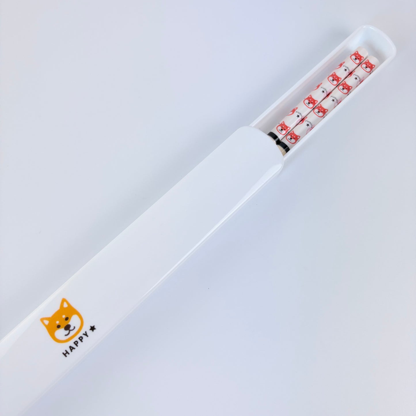 Japonské bambusové hůlky s pouzdrem Shiba Inu – bílé, 22,5 cm, Made in Japan