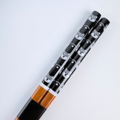 Japonské bambusové hůlky s pouzdrem Shiba Inu – černé, 22,5 cm, Made in Japan