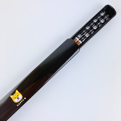 Japonské bambusové hůlky s pouzdrem Shiba Inu – černé, 22,5 cm, Made in Japan