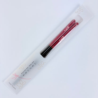 Japonské lakované hůlky Ichigo Ichie Sakura Shizuku – červené, 21 cm, vhodné do myčky, Made in Japan