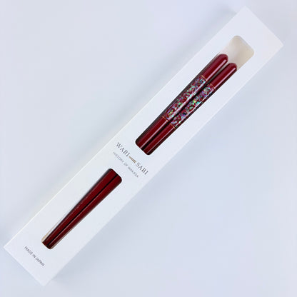 Japonské luxusní hůlky Wabi-Sabi Matenrō – červené, 21 cm, vhodné do myčky, Made in Japan