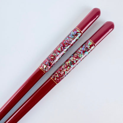 Japonské luxusní hůlky Wabi-Sabi Matenrō – červené, 21 cm, vhodné do myčky, Made in Japan