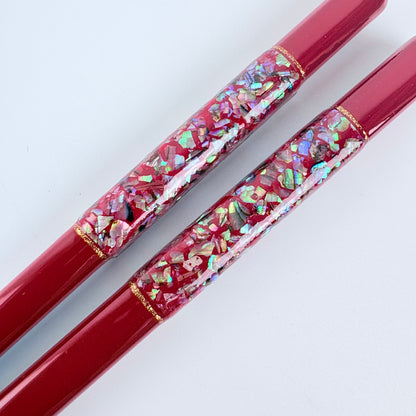 Japonské luxusní hůlky Wabi-Sabi Matenrō – červené, 21 cm, vhodné do myčky, Made in Japan